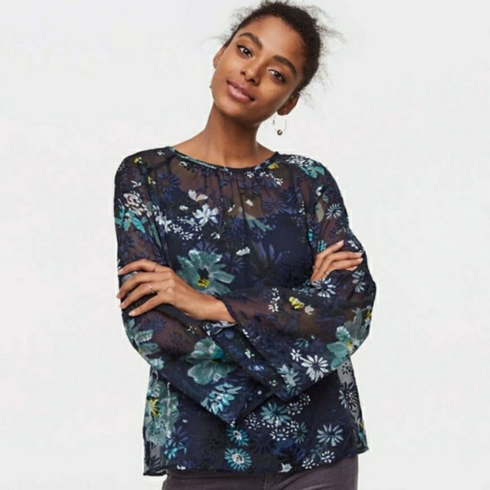 LOFT Winter Garden Burnout Blouse